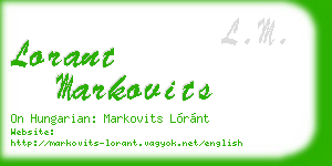 lorant markovits business card